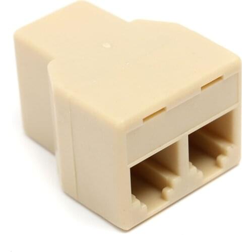 1 to 2 Female RJ11 Telephone Phone Jack Line Y Splitter Adapter Connector Beige Best Promotion