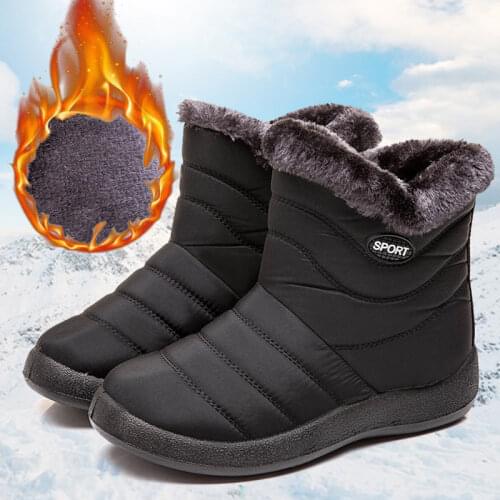 Rimocy 2021 Waterproof Non Slip Snow Boots Women Winter Warm Plush Flat Ankle Boots Woman Plus Size Platform Booties Female 43