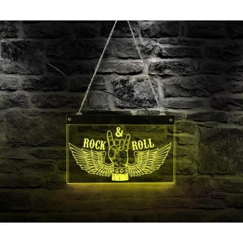 Rock N Roll Rock Led Neon Sign Music Multi-Colors Changing Band Pub Bar Light Fashion Acrylic Display Board Modern Design