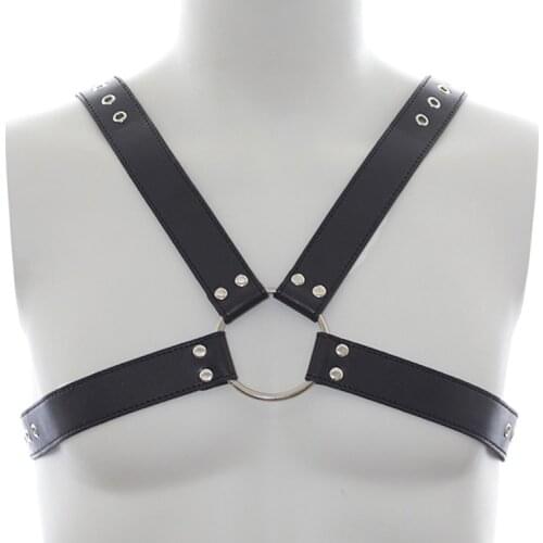 Sexy Lingerie for Men Fetish Sex Bondage Restraint Harness PU Leather Male Body Harness Chest Belt Sexy Clubwear Erotic Costumes