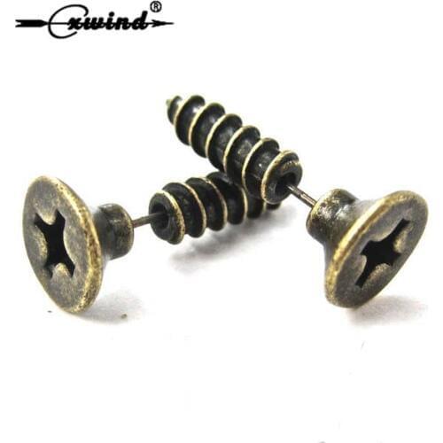 Cxwind Fashion Men & Women Unisex Piercing Earring Retro Design Whole Screw Stud Earrings Punk Ear Jewelry boucle d'oreille