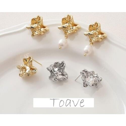 Electroplated irregular metal lava stone earrings earrings diy hand-made copper accessories materials