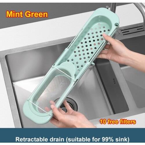 Kitchen Drain Sink Strainer Drain Vegetable Fruit Drainer Basket Space Saving Washing Shelf Strain Rack Kitchen Organizer Tools