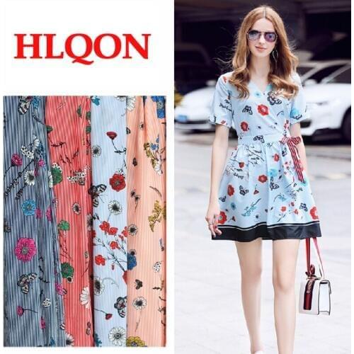 High quality polyester Korea style butterfly flowers fabric for felt patchwork sewing DIY dress women clothing by 100x150cm