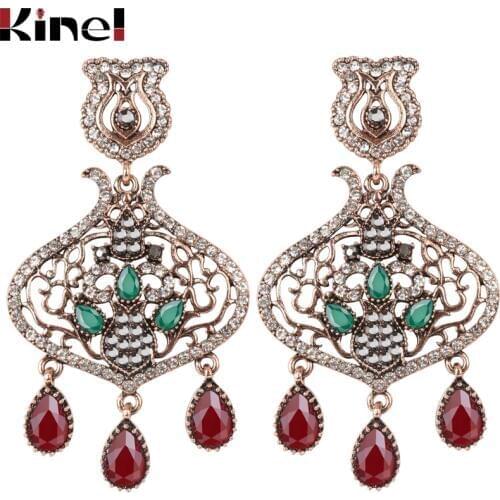 Kinel Bohemian Super Big Drop Earrings For Women Antique Gold Crystal Charm Vintage Wedding Jewelry For Earrings Gift 2018 New