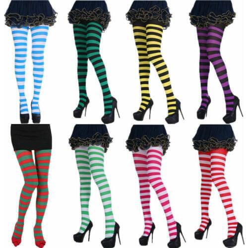 2019 Hot Sexy Stockings Women Striped Colourful Pantyhose Footed Tights Thick Tights Women Spring Autumn Warm Fashion Tights