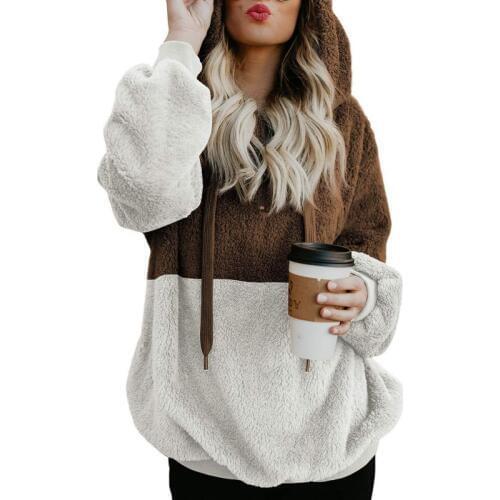 Women Baseball Jersey Autumn Winter Stitching Sweater Warm Soft Sweater Rope Hooded Stitching Coat plus size