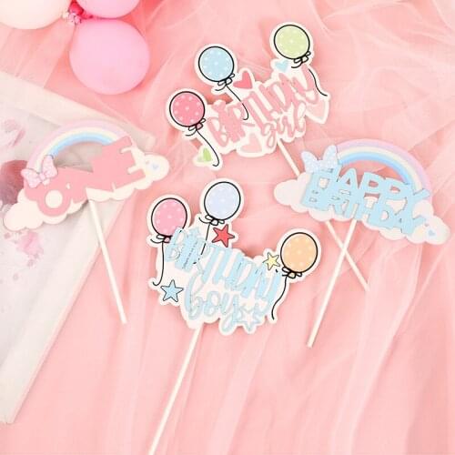 1PC Colorful Balloon Birthday Girl/Boy Rainbow One Cake Topper for Kid Wedding Birthday Party Decoration Dessert lovely Gifts