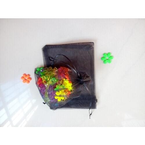100pcs 10*15 black gift bags for jewelry/wedding/christmas/birthday Organza Bags with handles Packaging Yarn bag