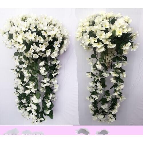 100Pcs/lot 18 Branchs/Bouquet Artificial Silk Orchids flower Vine Wisteria Rattan Craft Ornament For Home Wedding Holiday Decora