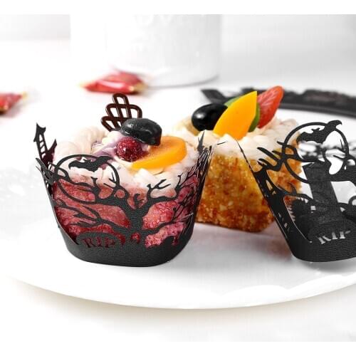 24Pc Muffin Cupcake Wrappers Holders Halloween Party Cakes Decorative Liners Favors Baking Tools for Wedding Birthday Decoration