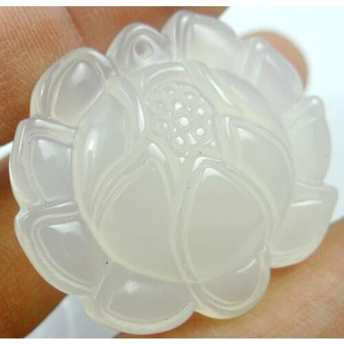 High quality Natural Stone Quartz Chalcedony stone Carved flower pendant for diy Jewelry making necklace Accessories 3PCS