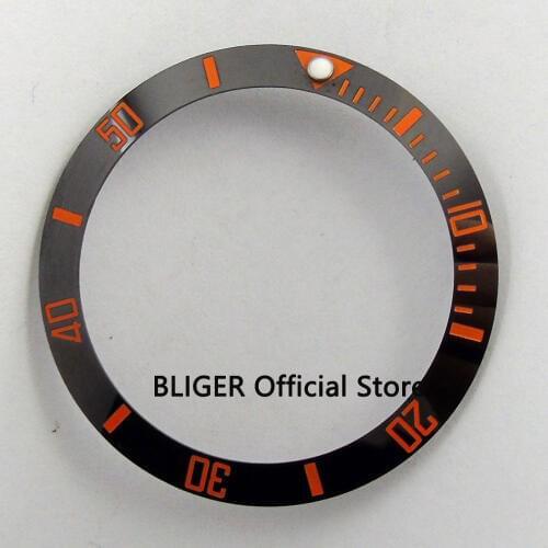38mm ceramic bezel insert black with orange marks luminous dot fit 40mm watch case SUB Automatic mens watch BB27