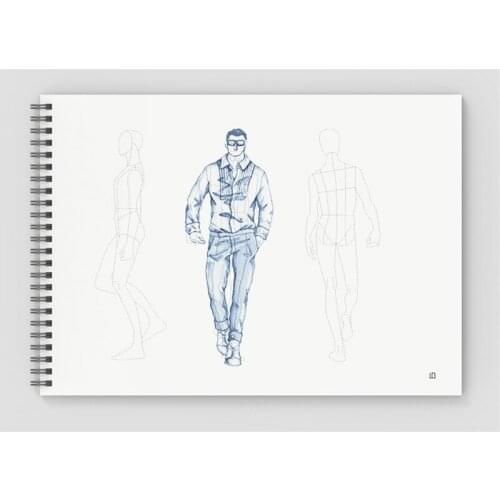 A4 Clothing Sketchbook Dotted Body Painting Notebook Design Professional Womens and Mens clothing Outline Template 50 sheets