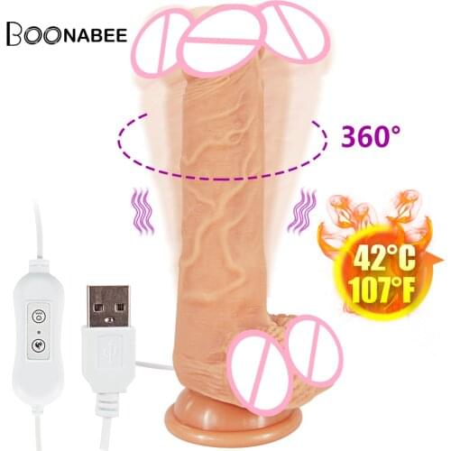Wireless rotating Dildo Simulation Penis Heated soft Silicone Vibrator Female Masturbator Adult Sex Toys Big Penisfor women