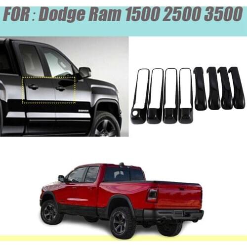 Gloss Shiny Black Protect Door Handle Cover Accessories 4 Doors for 2009-18 Dodge Ram 1500 2500 3500