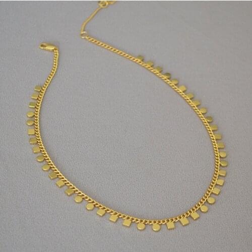 European and American fashion design retro geometric stitching brass chain simple temperament necklace clavicle chain female