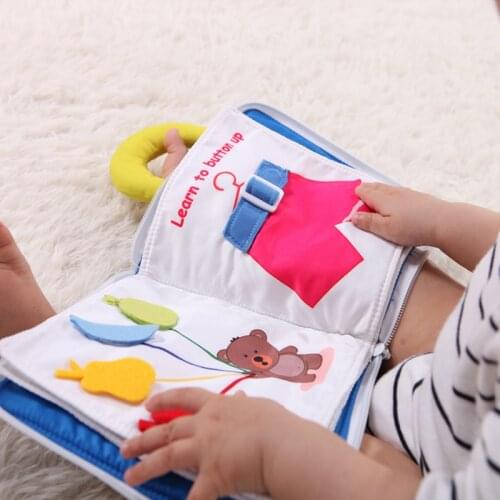 Baby Cloth Book Montessori Toys Soft Fabric Sensorial Cloth Book Life Skills Teaching Train Educational Toys for Children
