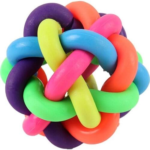 New creative colorful bell ball dog pet toys colorful woven vocal toy ball