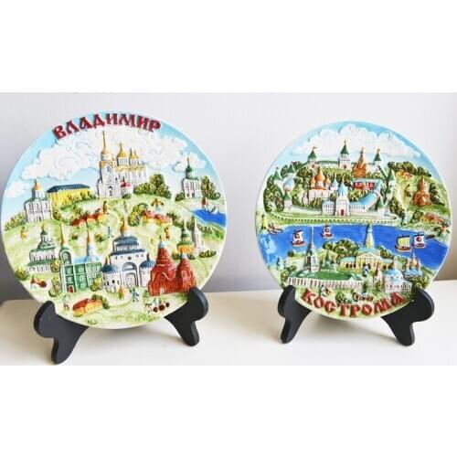 Italian Sicilian Village Aegean Greek creative disk Background Decoration Display Hand-painted ceramic disctourist souvenir