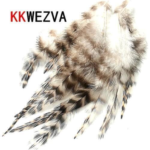 KKWEZVA 50PCS/Lot Colors Reed Black and White Combo Chicken Feather For Fly tying Material / DIY Fly Fishing Insect Lure