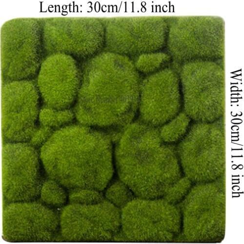 4Pcs stone shape Moss Grass Mat Indoor Green Artificial Lawns Turf Carpets Fake Sod Moss for home hotel wall DIY Decor 30x30cm