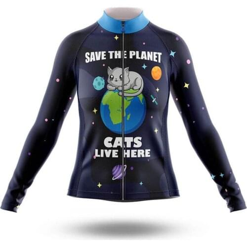 LairschDan Summer/Autumn Long Sleeve Cycling Jersey Woman Bicycle Shirt Riding Top Funny Cycling Clothing Cat Bike Jersey Women