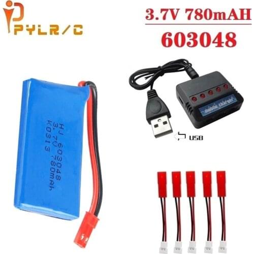 3.7V 780mAh lipo Battery with Charger For WLtoys V626 V636 V686 X250 Q222 V686G RC quadrocopter parts for 3.7V Drone battery