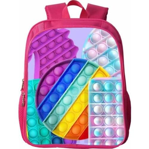 Fashion POP It printed schoolbag girl elementary school children comfortable wear-resistant cartoon lightening pink backpack