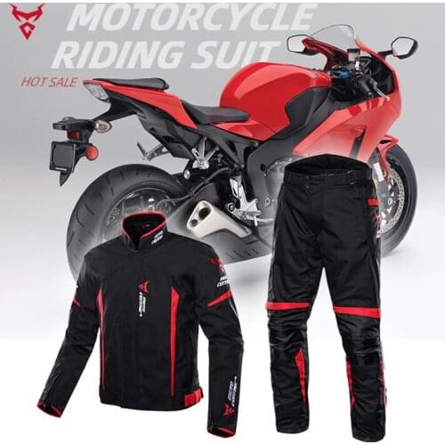 Four season Motorcycle Jacket Man Set Moto Protection Windproof Waterproof Motorbike Riding Moto Jacket + Pants Suit Body Armor