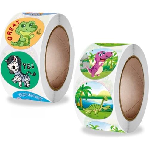 50-500pcs Dinosaur Animals Cartoon Stickers for kids school teacher Classroom Use Kids Toy Sticker Reward Encouragement Sticker