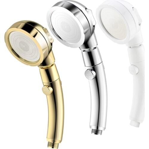 3 Modes Bath Shower Head with Switch On/Off Button High Pressure Jetting Shower Head Saving Water Bathroom Shower SPA Nozzle
