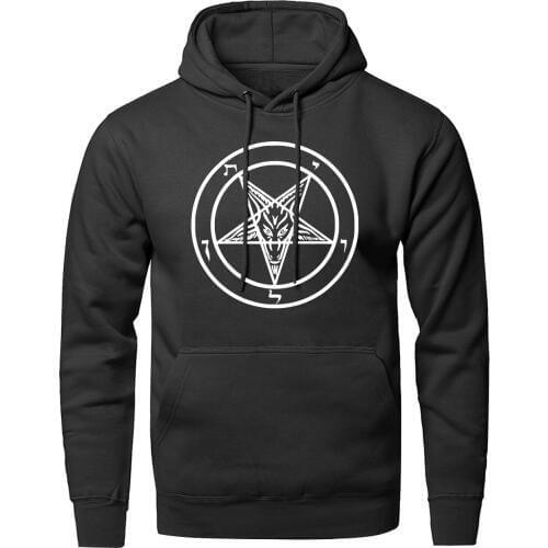 Spring Autumn Pentagram Gothic Occult Hooded Men Satan Vintage Print Hip Hop Fahsion Warm fleece Clothes 2020 New Sweatshirt top