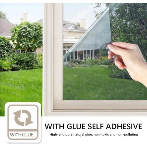 Window Glass Privacy Film One Way Mirror Decorative Films Vinyl Self-adhesive Anti UV Window Tint Home Blue Silver Glass Sticker
