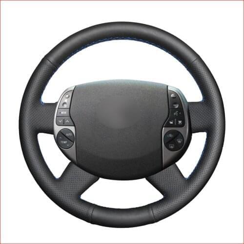 Mewant Black Genuine Leather Steering Wheel Cover for Toyota Prius 20(XW20) 2004 2005 2006 2007 2008 2009