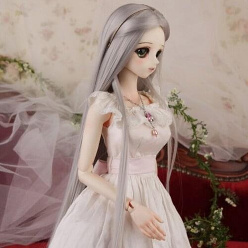 1/3 1/4 1/6 Wig High Temperature Long Straight Fashion For BJD Doll Hair Wig Sliver Grey