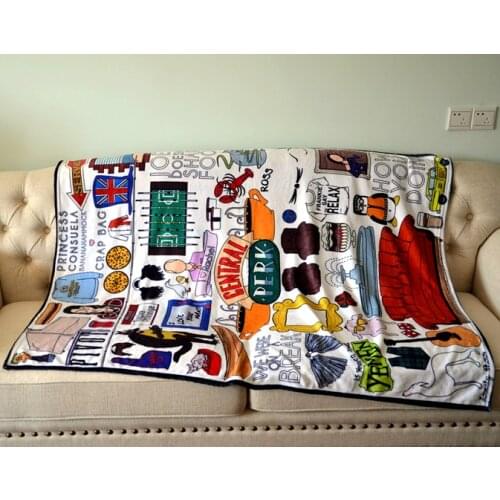 TV Series Friends Central Perk Hugsy Plush Blanket Cartoon Kids Story Throw Thin Car Sofa Plane Travel Rug Manta Gift 120x150cm