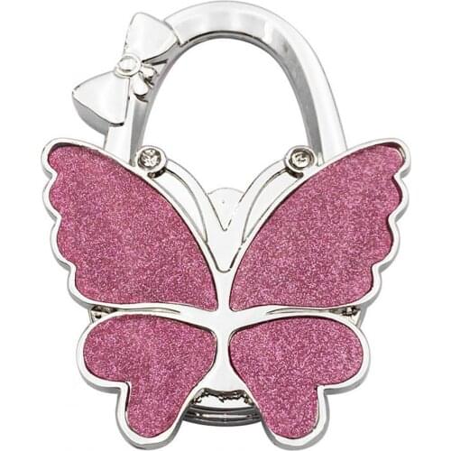 Practical Purse Handbag Hanger Foldable Butterfly Shape Fashionable Alloy Portable Handbag Wallet Hooks for Women Purse 6 Colors