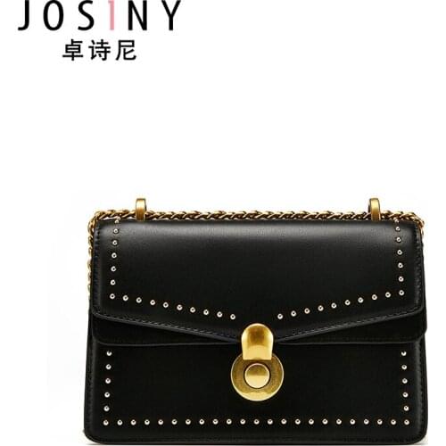 JOSINY British Fashion Simple Small Square Bag Womens Designer Handbag High-quality PU Leather Chain Mobile Phone Shoulder Bags