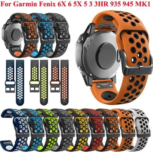 JKER 26 22mm Colorful Silicone Watchband Strap For Garmin Fenix 6x 6 Pro Fenix 5x 5 Plus 3 3HR Easy Fit Quick Release Wirstbands