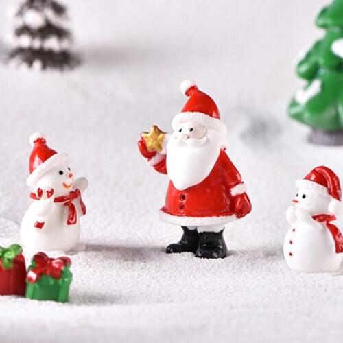 1pcs Resin Christmas Santa Claus Decoration Tree Snowman Sled Doll Micro Landscape DIY Aquarium Garden Home Ornament Kids Gift