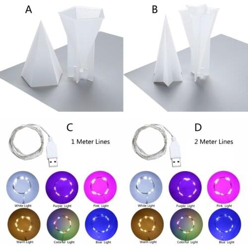 Handmade Pyramid Epoxy Resin Mold Night Light Holder Silicone Casting Molds Kit X7YC