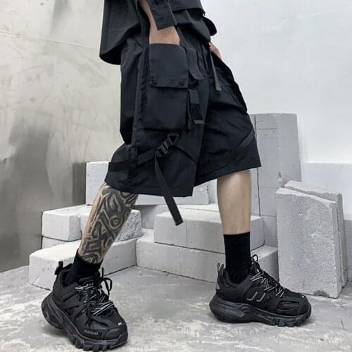 April MOMO 2021 INS Fashion Men Summer Knee Length Hip Hop Cargo Shorts Hombre Male Casual Loose Style Pockets Shorts Outwear