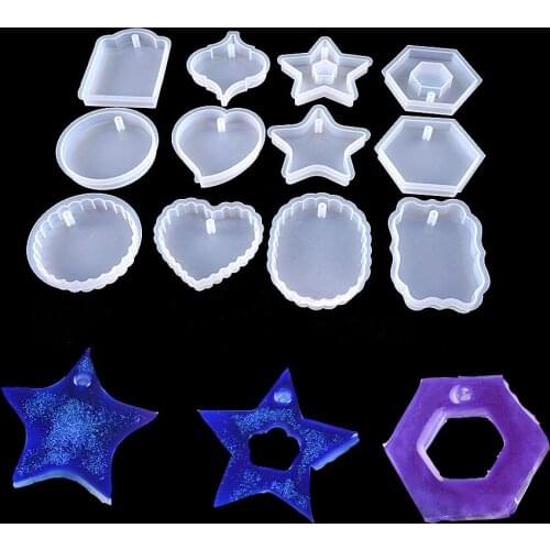 Heart-shaped hexagonal highlight wave oval round star silicone mold crystal epoxy resin UV glue creative trinkets mirror