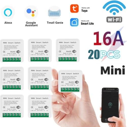 Tuya WIFI Mini 16A Smart Switch Smart Home 2 Way Control Switches Tuya/Smart Life APP Remote Control Work With Alexa Google Home
