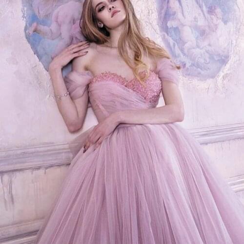 SuperKimJo Dusty Pink Prom Dresses 2020 Vestido De Graduacion Lace Applique Beaded Sweetheart Neck Tea Length Prom Gown