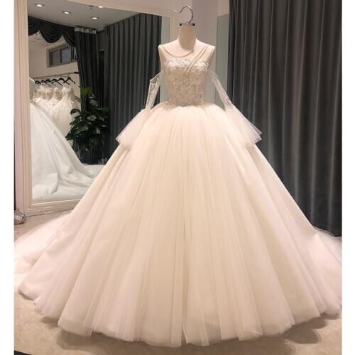 8117 wedding dress 2020 trouwjurk vestido novia sukienka na wesele elbiseler long sleeve luxe gown civil mariage longos beaded