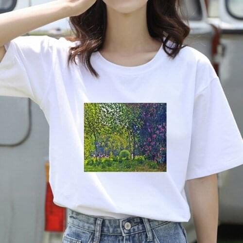 Female 90s Oil Painting Graphic Tee Summer Fashion T Shirt Women Aesthetic Vintage T Shirt Girls Summer New Fashion Tshirt