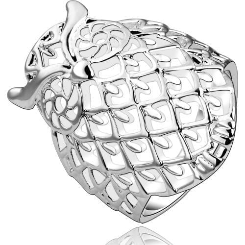 Free Shipping Standard Sterling Silver Jewelry Personality Owl Ring Openwork Vintage Ring Womens Vintage Ring