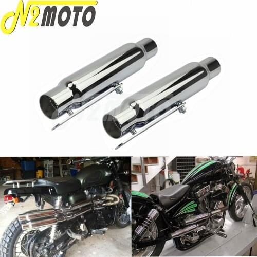 1 Pair Motorcycle Antiqued Exhaust Muffler 12" Universal For Harley Bobber Chopper Cafe Racer Chrome Shortly Silencer Pipe